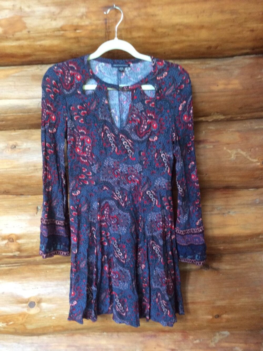 American Eagle Outfitters Paisley Print Cutout Retro Boho Short Dress Size Small